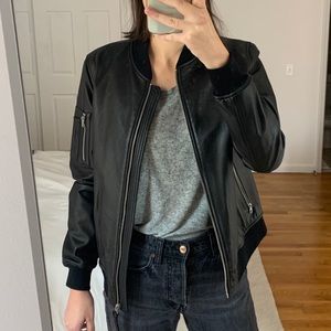 Mackage Black Leather Bomber Jacket